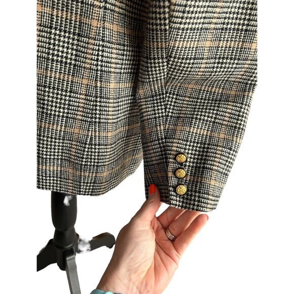 Vintage Pendleton Blazer Womens 10‎ Petite Houndstooth Plaid Wool Coat USA - Picture 3 of 15